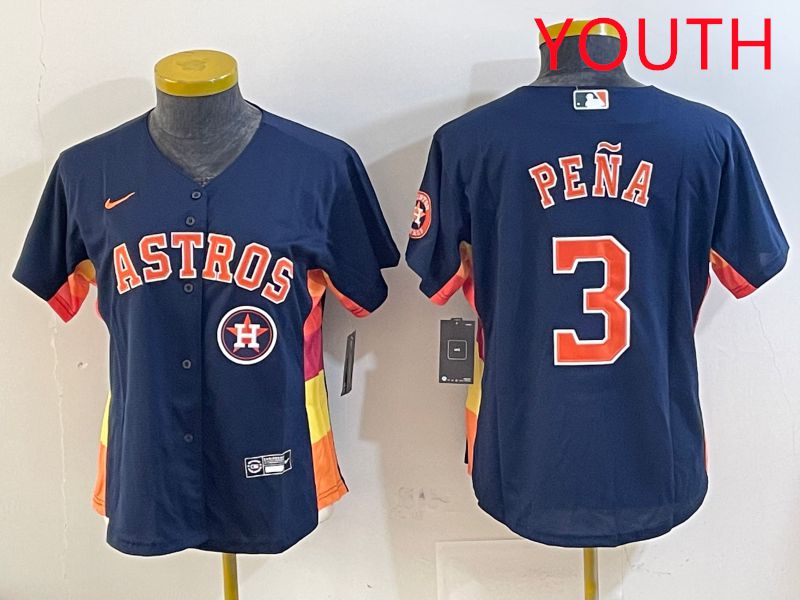 Youth Houston Astros #3 Pena Blue City Edition 2025 Nike MLB Jersey style 5